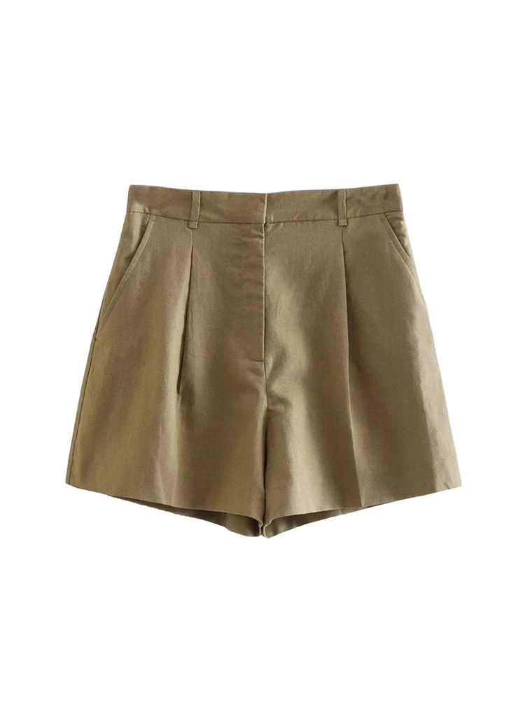 BERMUDA TAILLE HAUTE AVEC LIN