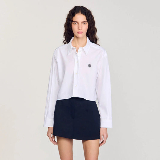 SANDRO CHEMISE COURTE EN POPELINE