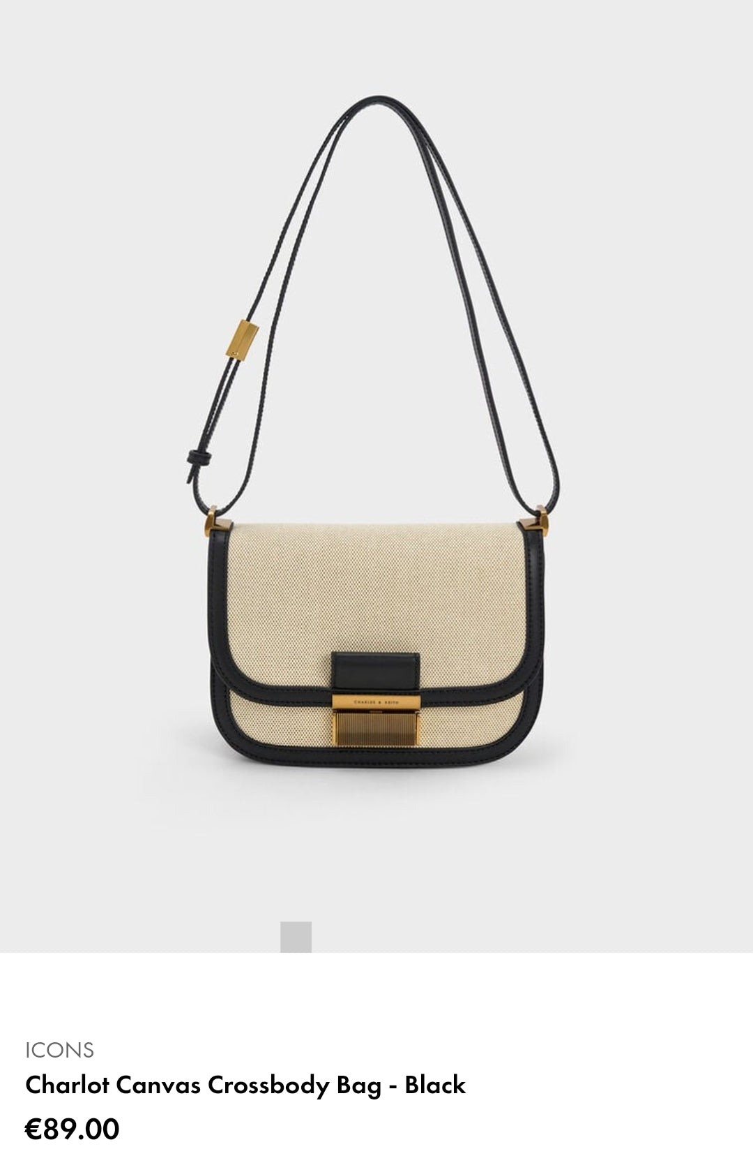 CHARLES & KHEITH Charlot Canvas Crossbody Bag - Black