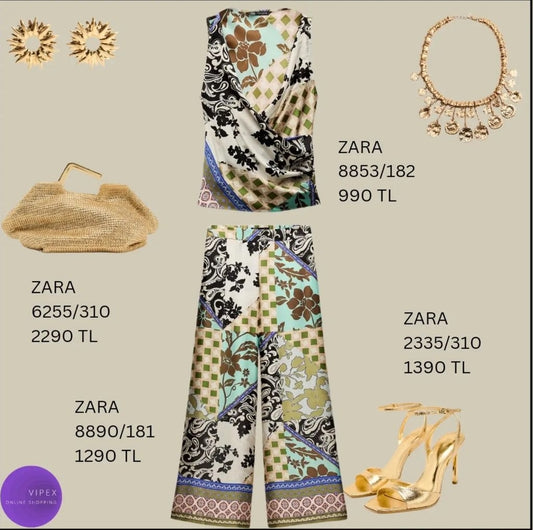 PANTALON SATINÉ IMPRIMÉ PATCHWORK
