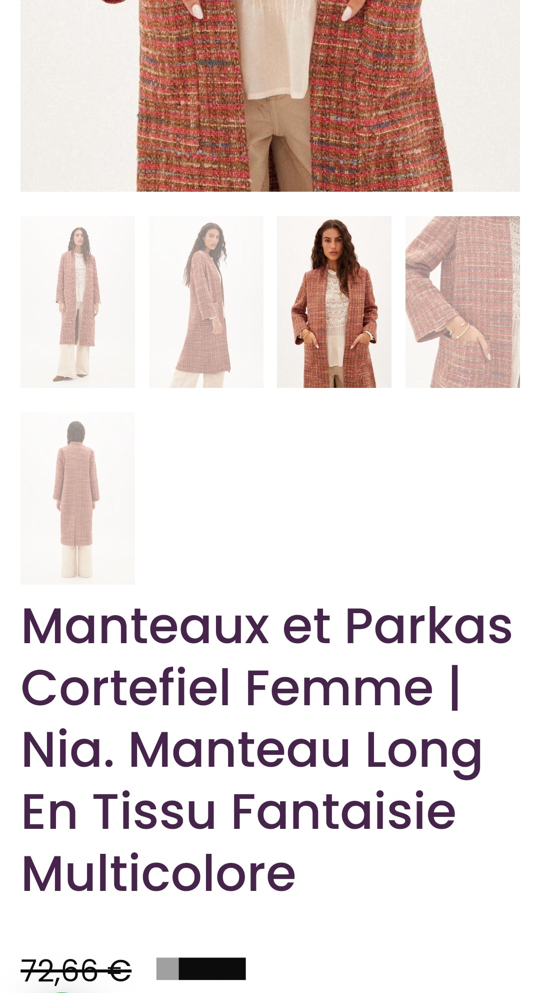 CORTEFIEL MANTEAU LONG EN TISSU FANTAISIE MULTICOLOURED