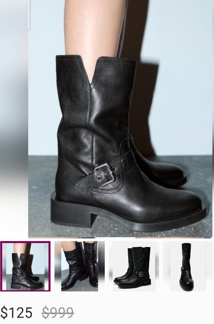 ZARA LEATHER BIKER BOOTS