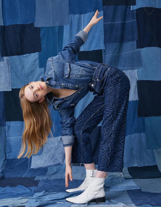 MANGO JEAN À JAMBES LARGES À MOTIFS