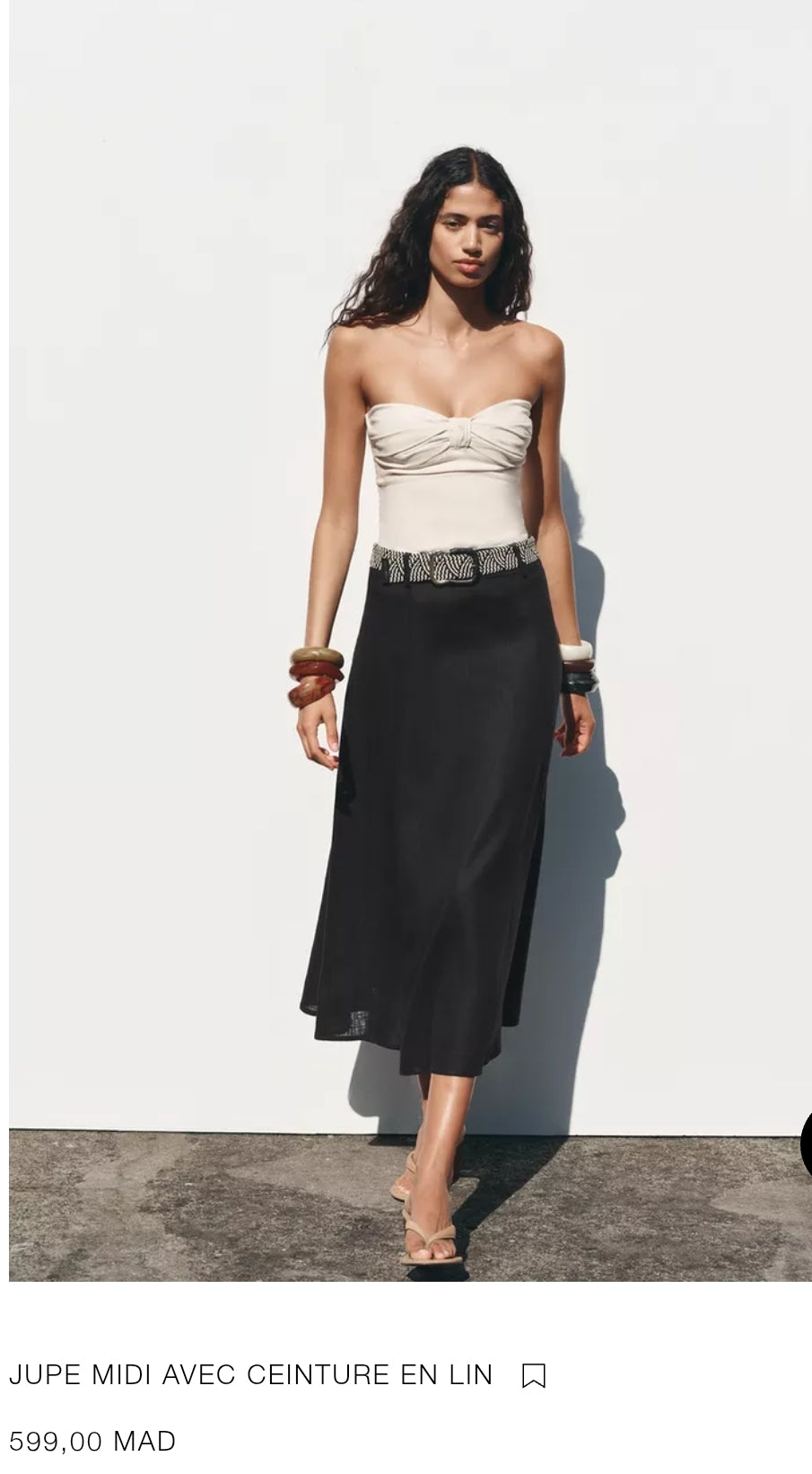 JUPE MIDI SANS CEINTURE EN LIN