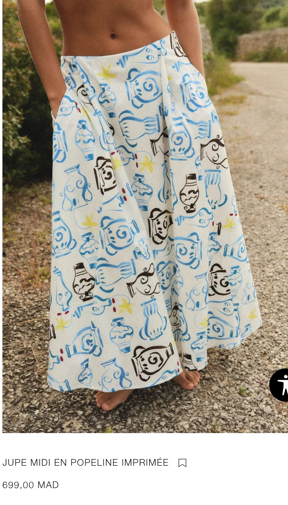 JUPE MIDI EN POPELINE IMPRIMÉE