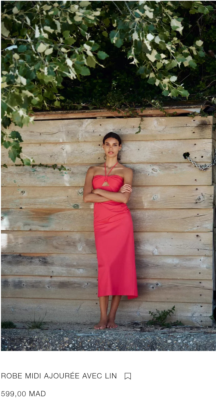 ROBE MIDI AJOURÉE AVEC LIN