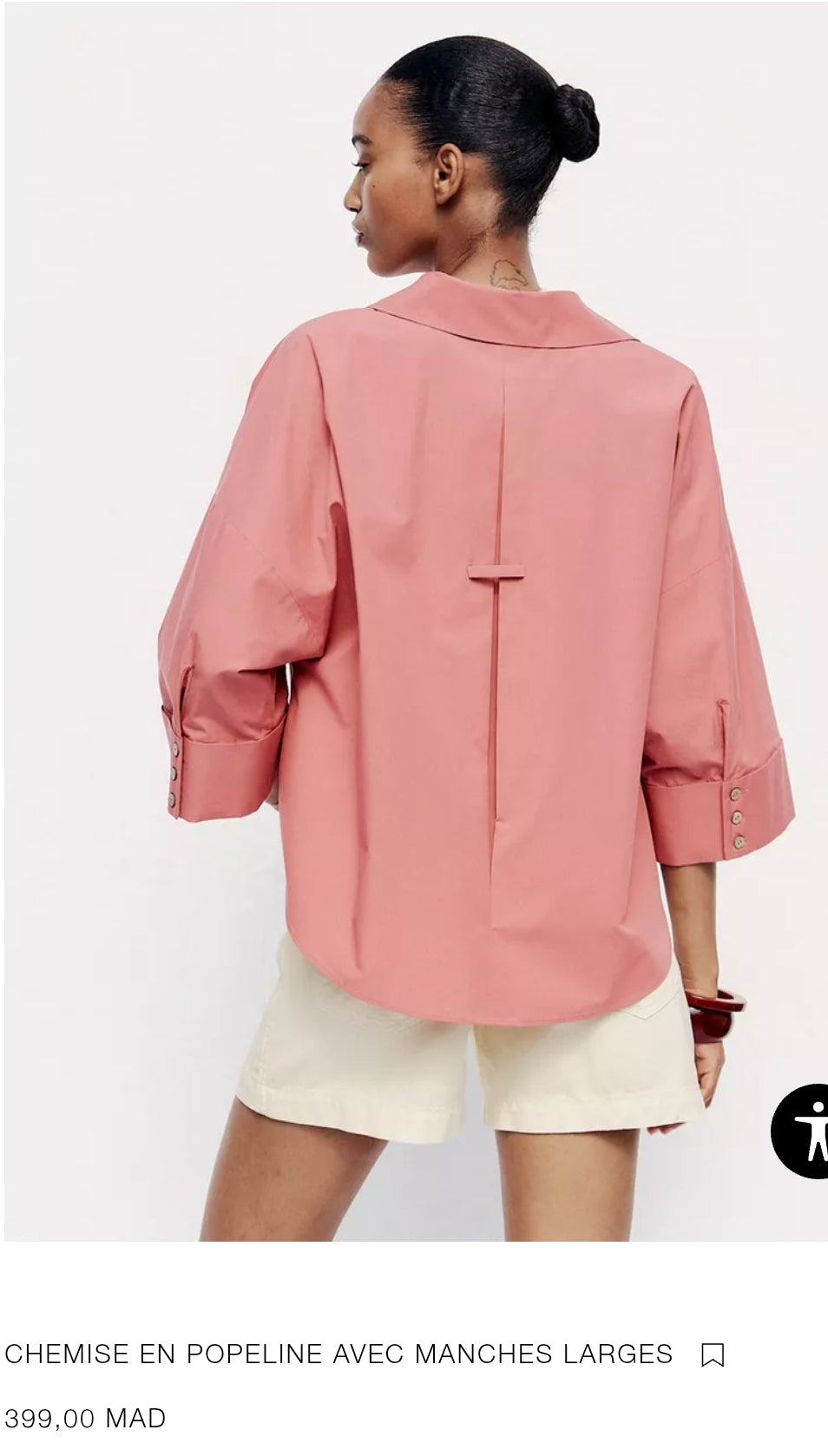 CHEMISE EN POPELINE AVEC MANCHES LARGES