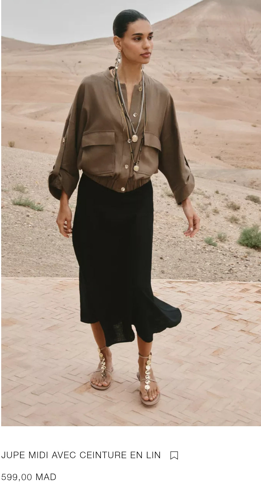 JUPE MIDI SANS CEINTURE EN LIN