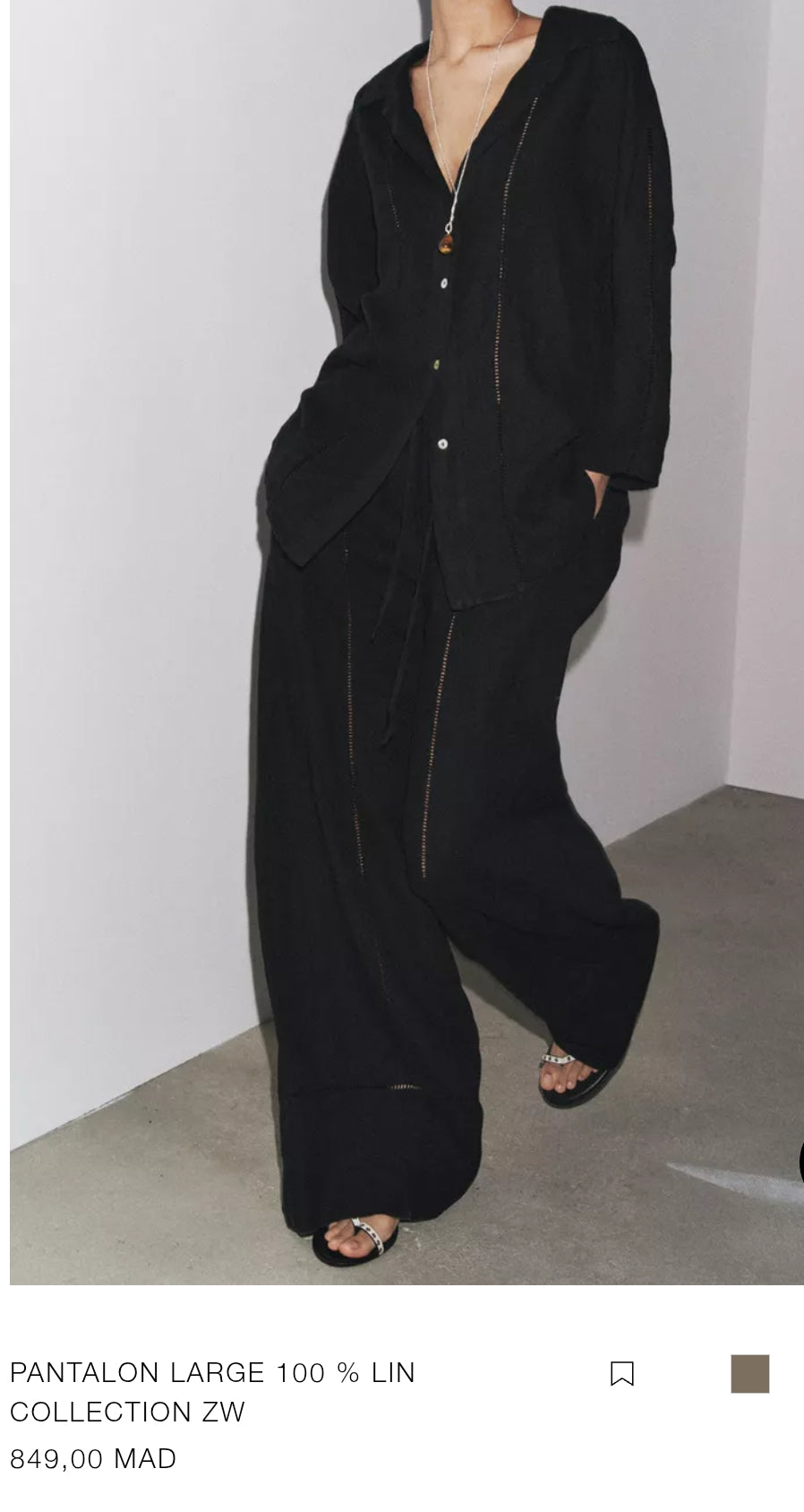 PANTALON LARGE 100 % LIN COLLECTION ZW SANS CORDON