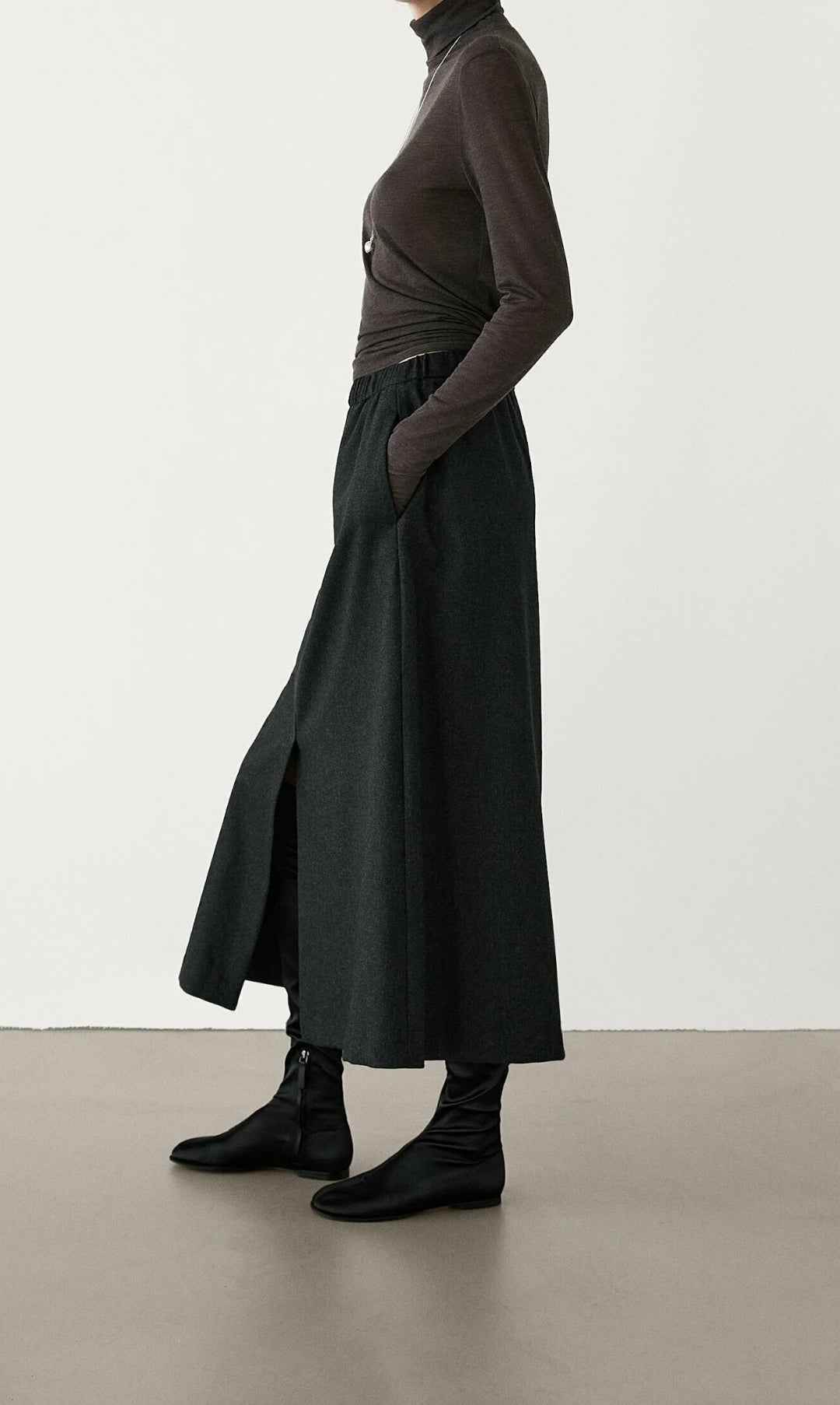 JUPE MIDI EN FLANELLE