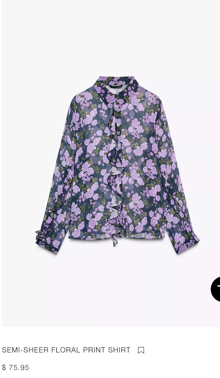 SEMI-SHEER FLORAL PRINT SHIRT