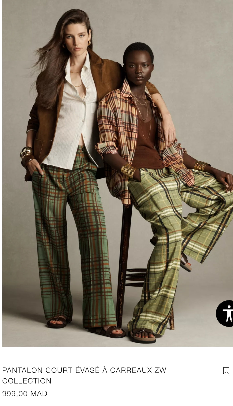 PANTALON COURT ÉVASÉ À CARREAUX ZW COLLECTION