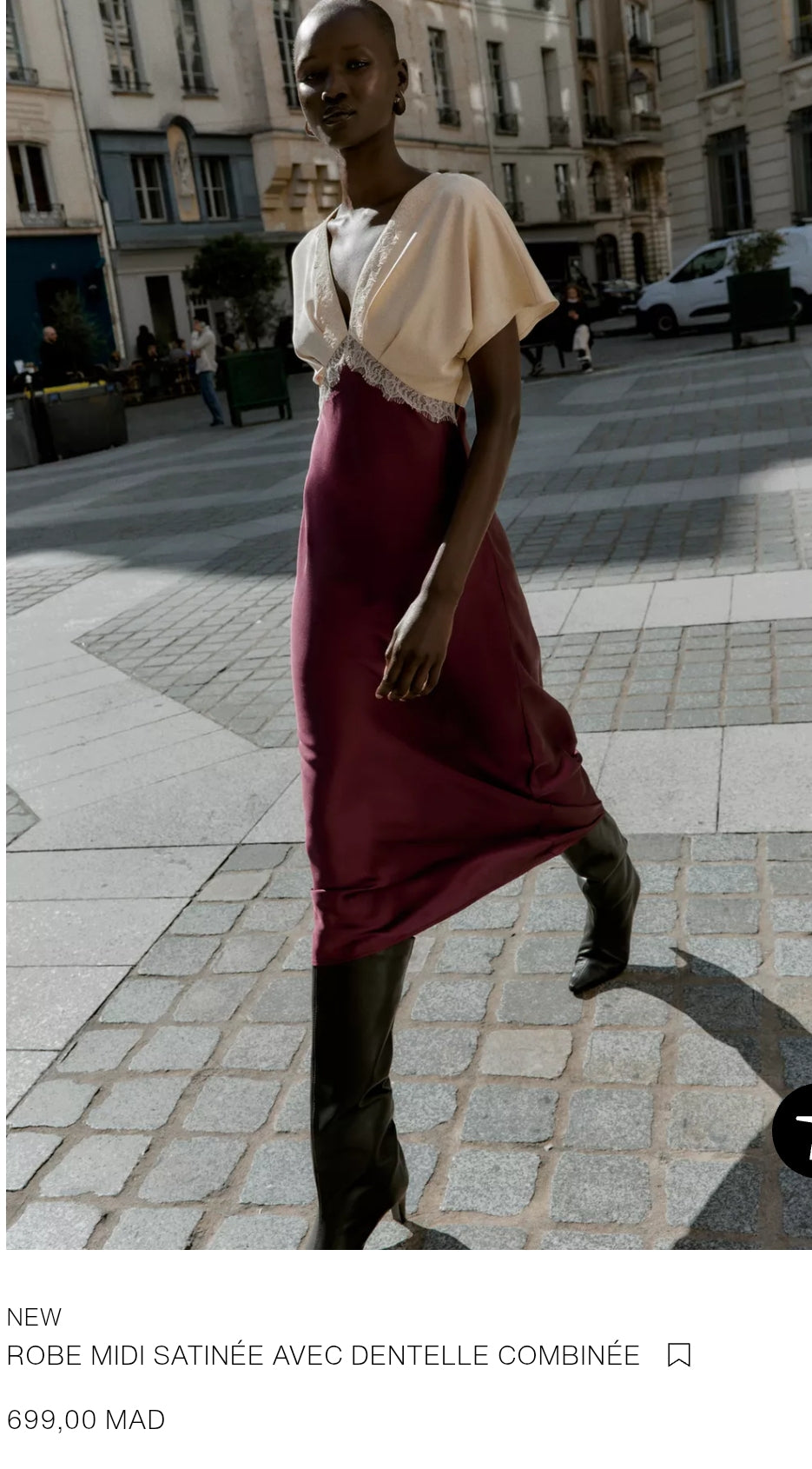 ROBE MIDI SATINÉE AVEC DENTELLE COMBINÉE