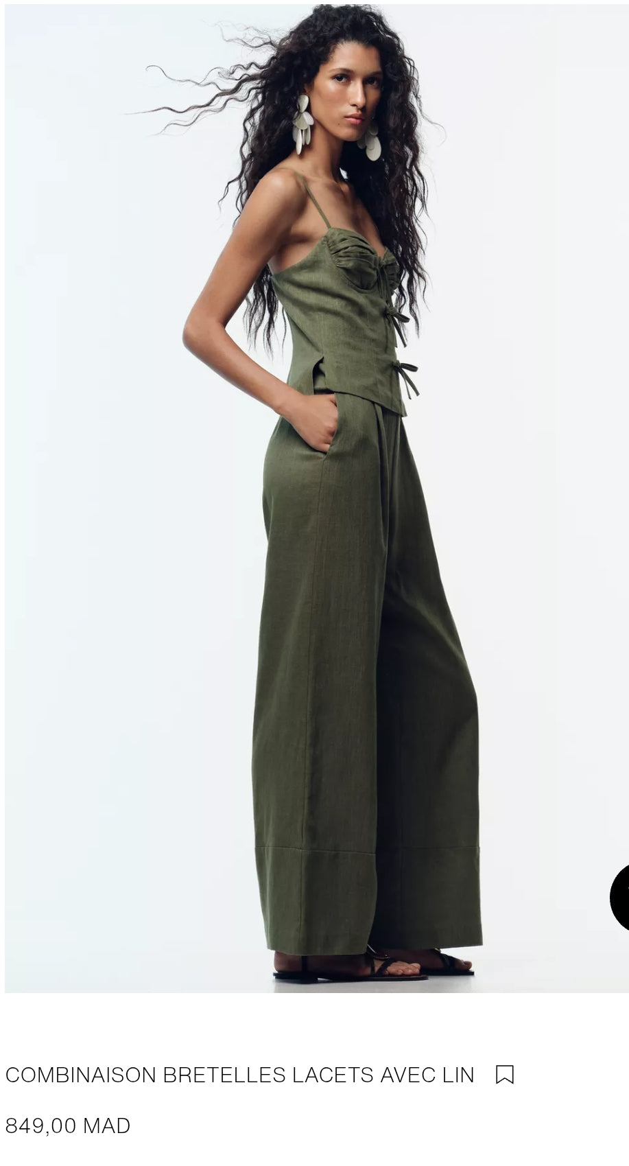 LONG LINEN BLEND JUMPSUIT WITH TIE DETAIL