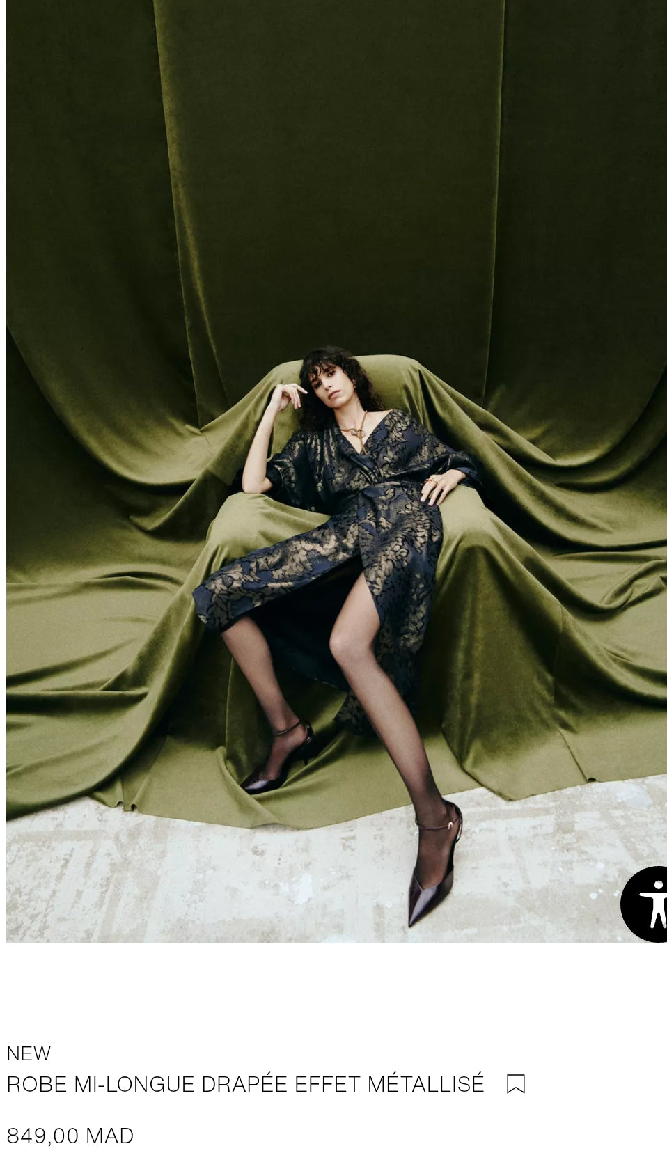 ROBE MI-LONGUE DRAPÉE EFFET MÉTALLISÉ