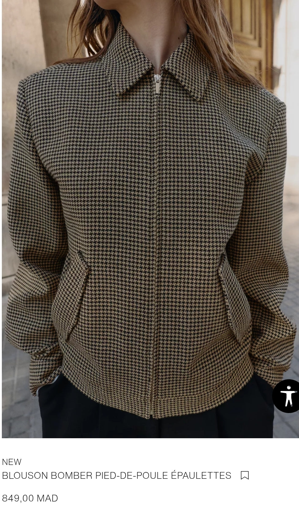 BLOUSON BOMBER PIED-DE-POULE ÉPAULETTES