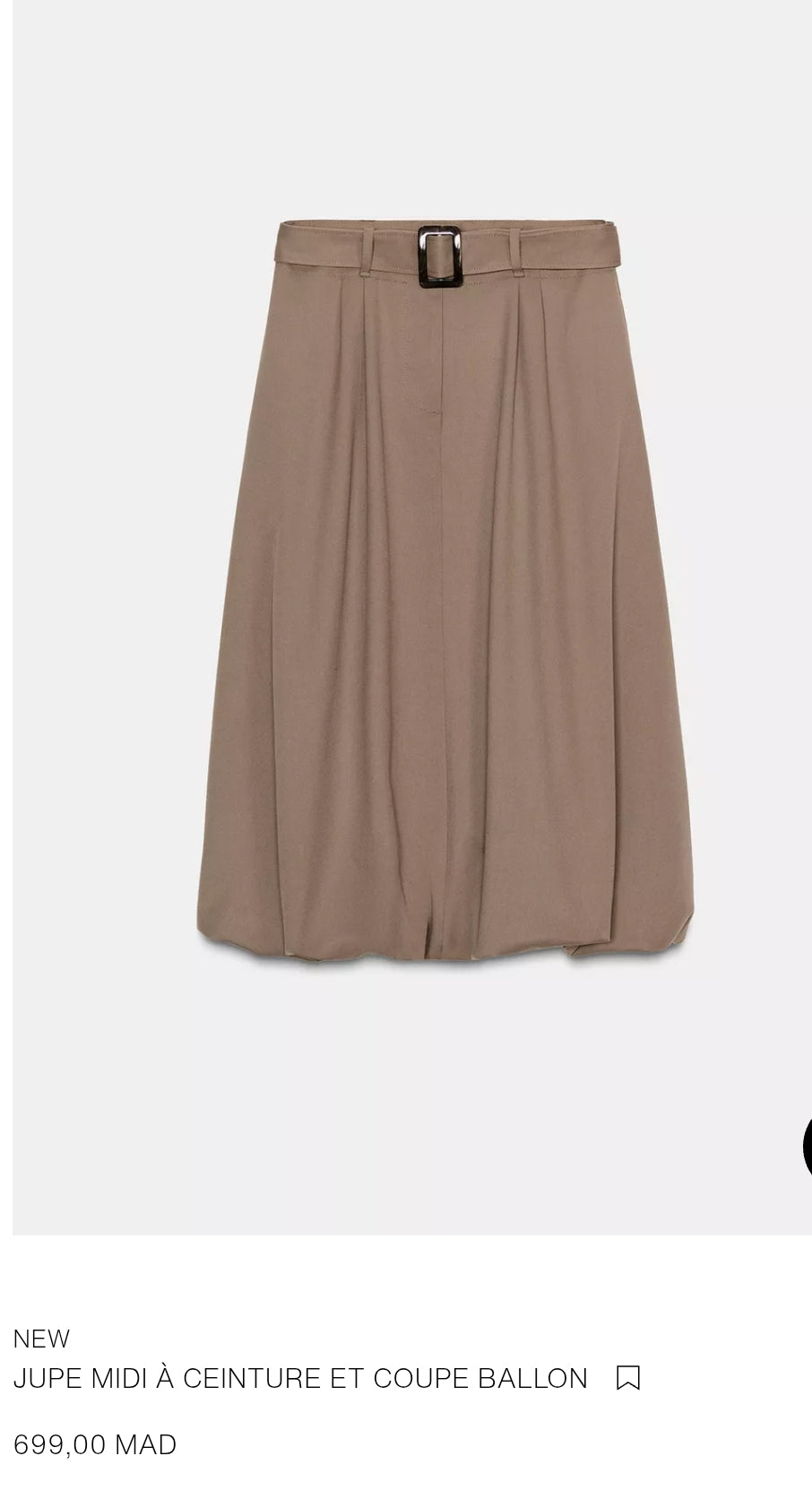 JUPE MIDI À CEINTURE ET COUPE BALLON
