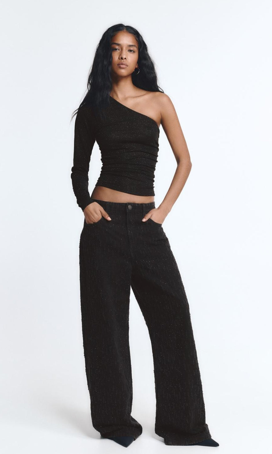 TOP ASYMÉTRIQUE DRAPÉ STRASS