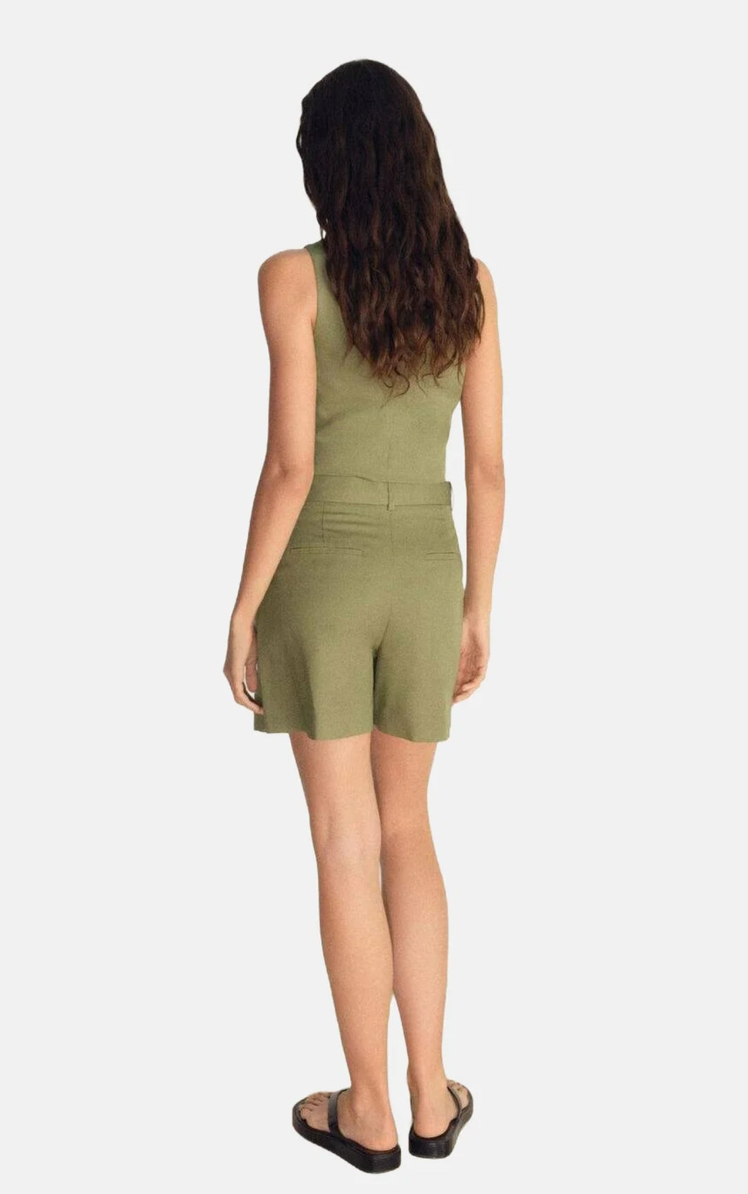 BERMUDA TAILLE HAUTE AVEC LIN