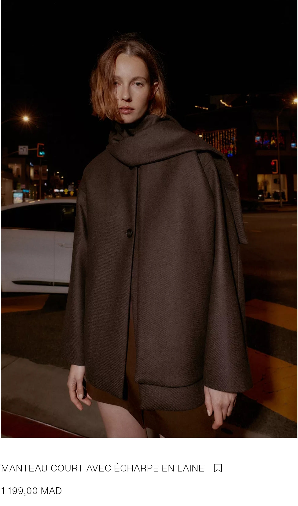 MANTEAU COURT AVEC ÉCHARPE EN LAINE