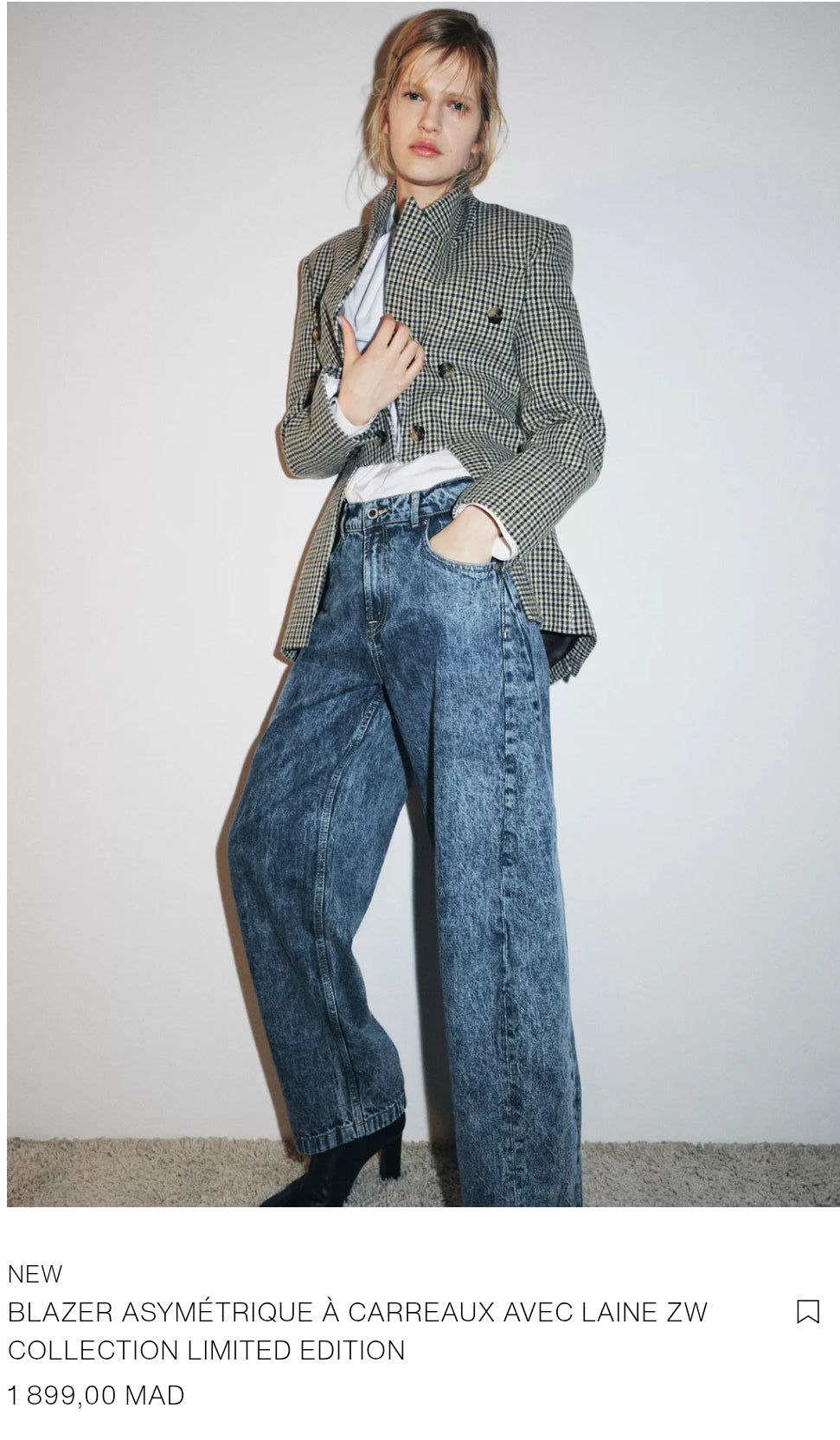 BLAZER ASYMÉTRIQUE À CARREAUX AVEC LAINE ZW COLLECTION LIMITED EDITION