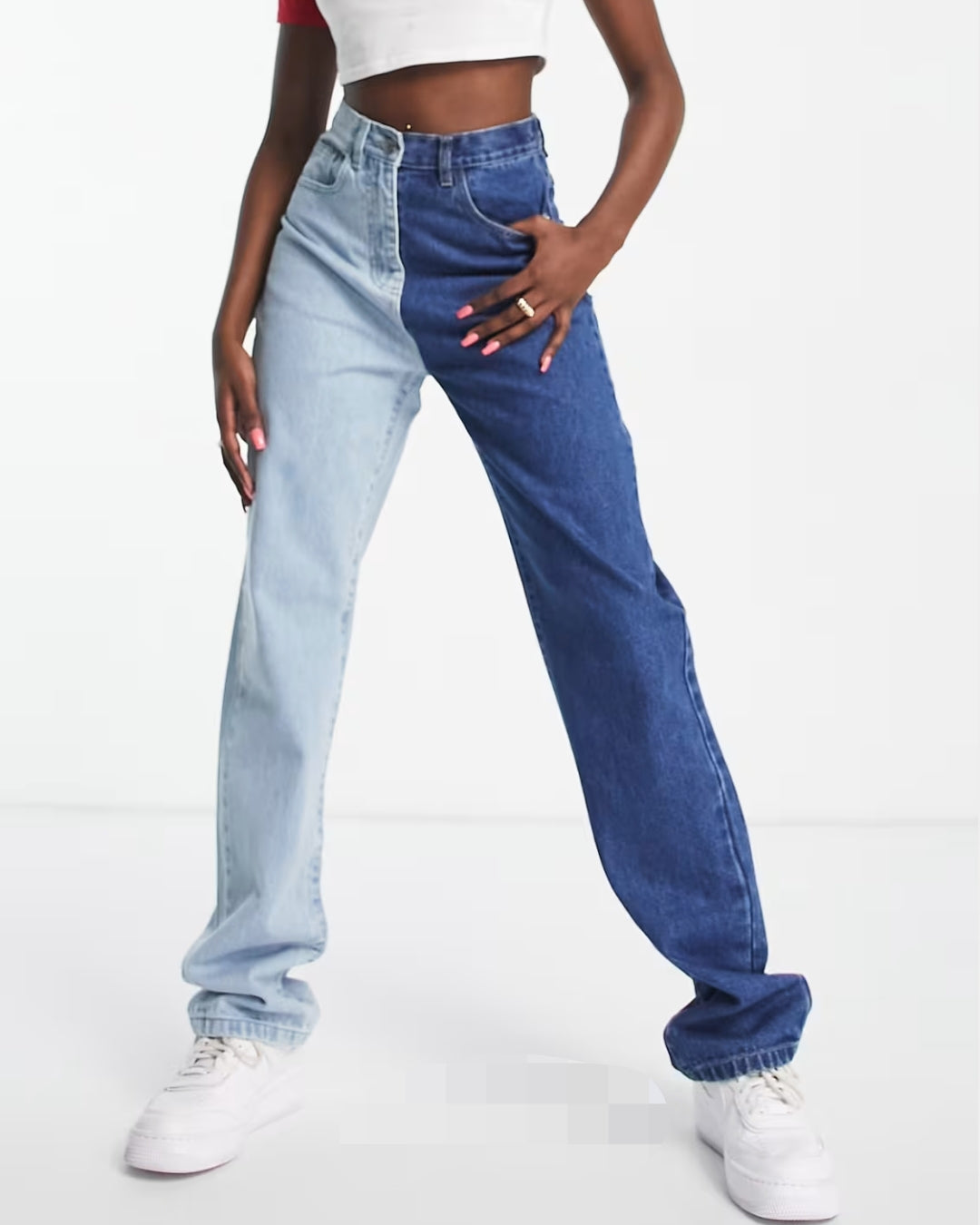 JEAN DROIT BICOLORE EN DEUX PARTIES