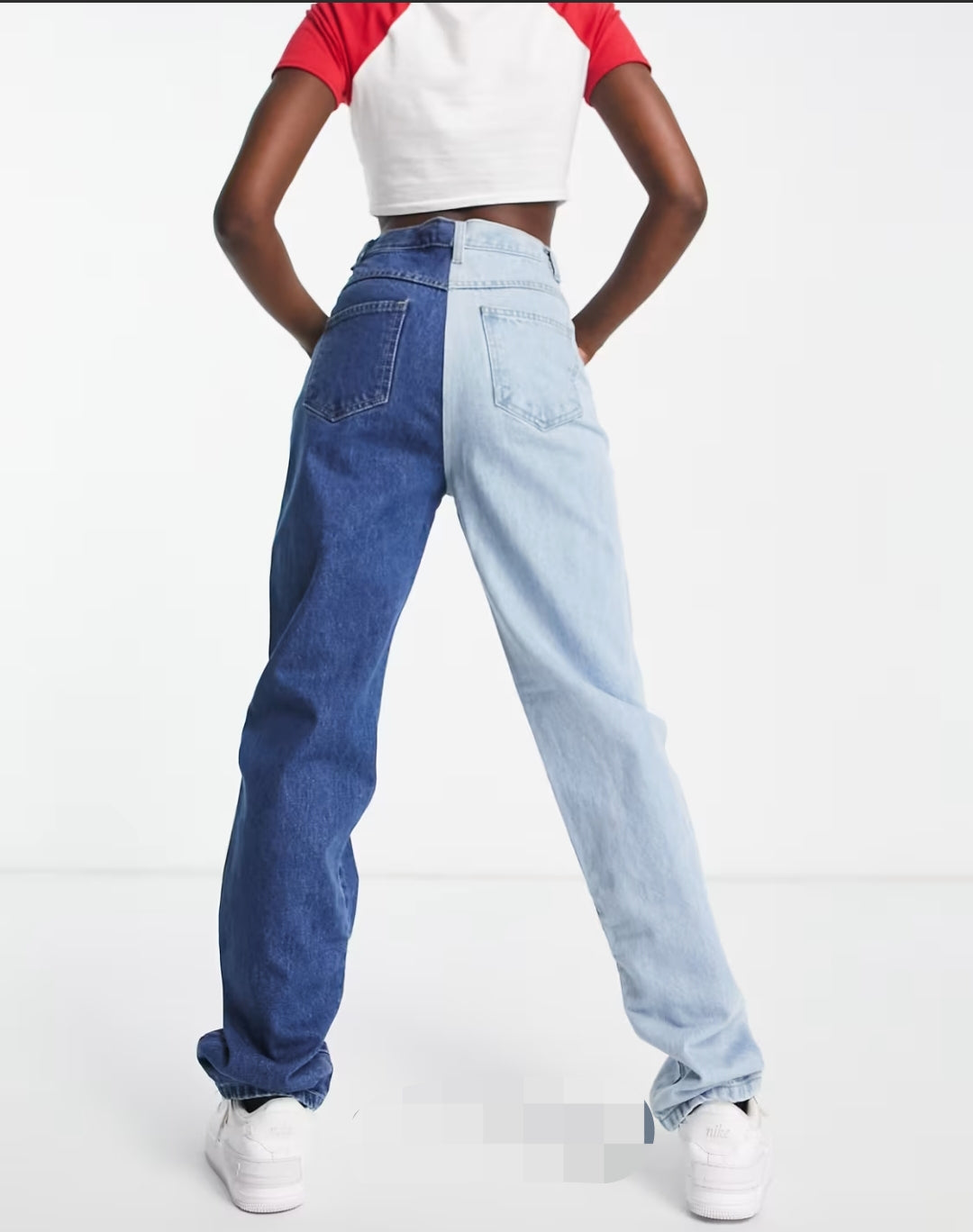 JEAN DROIT BICOLORE EN DEUX PARTIES