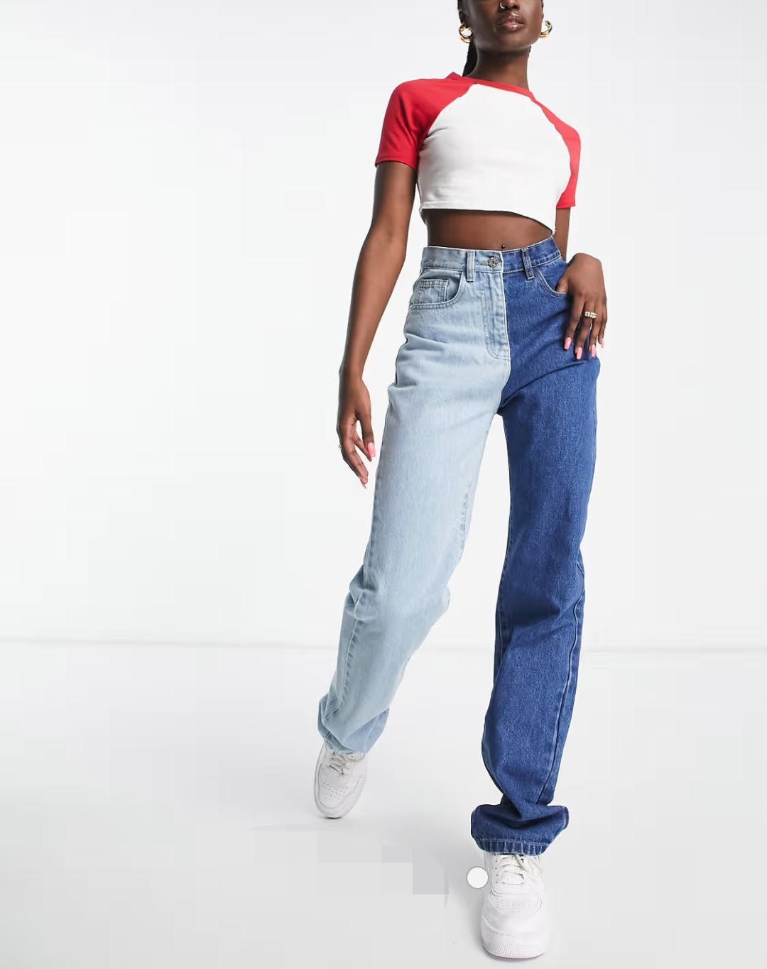 JEAN DROIT BICOLORE EN DEUX PARTIES