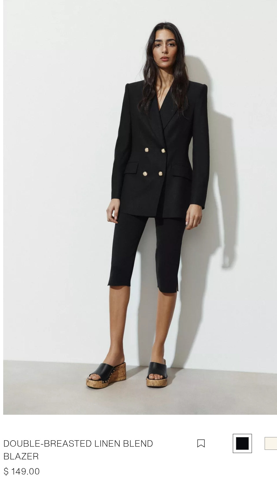 DOUBLE-BREASTED LINEN BLEND BLAZER