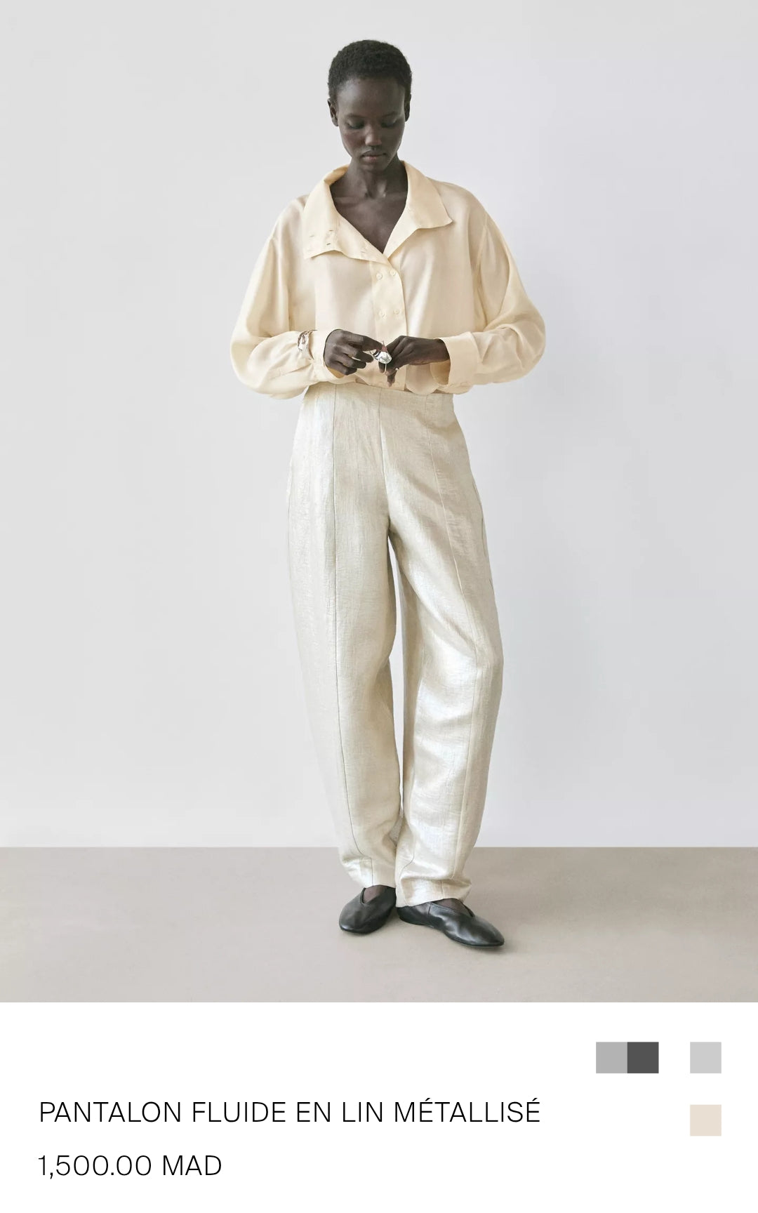 PANTALON FLUIDE EN LIN MÉTALLISÉ