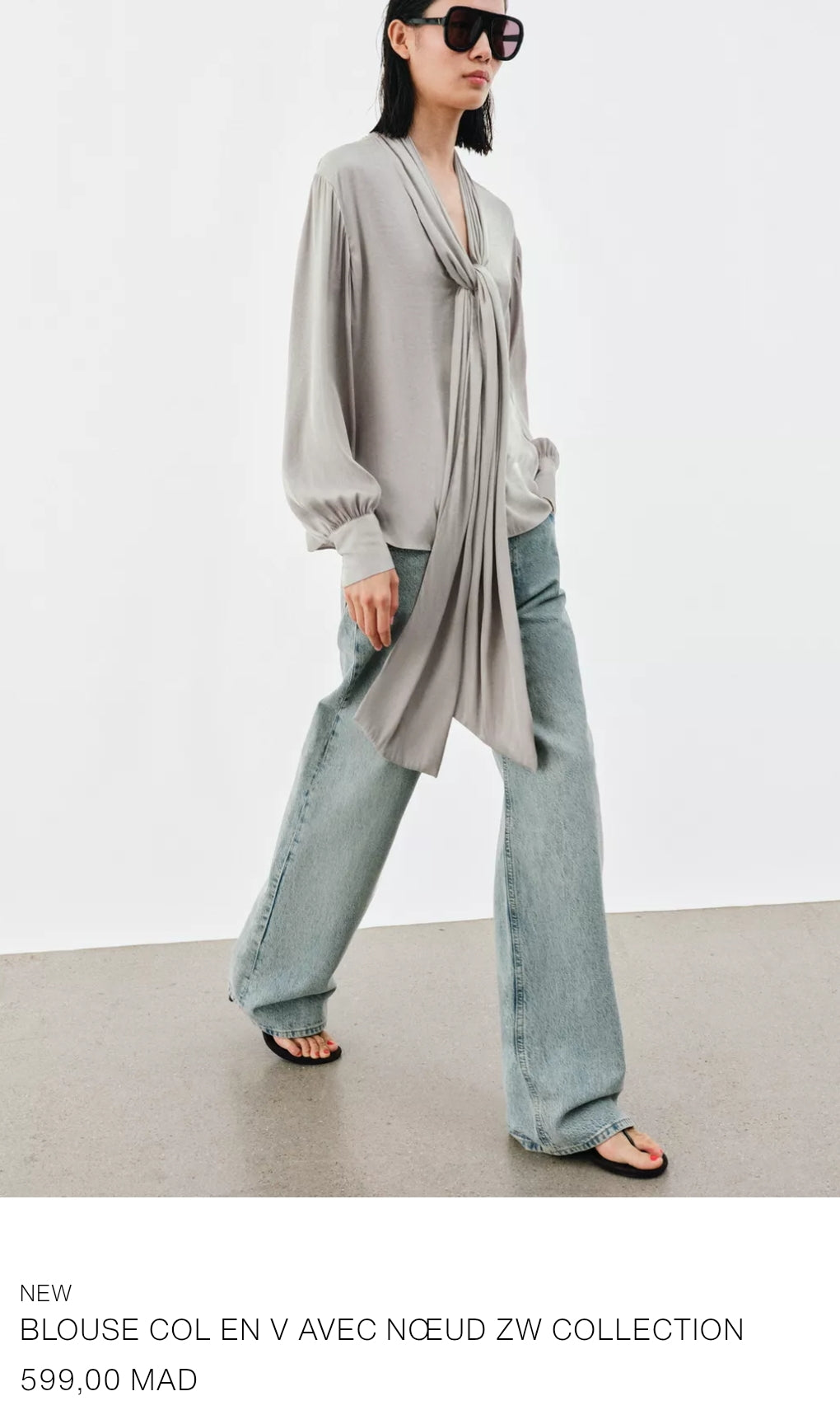 BLOUSE COL EN V AVEC NŒUD ZW COLLECTION