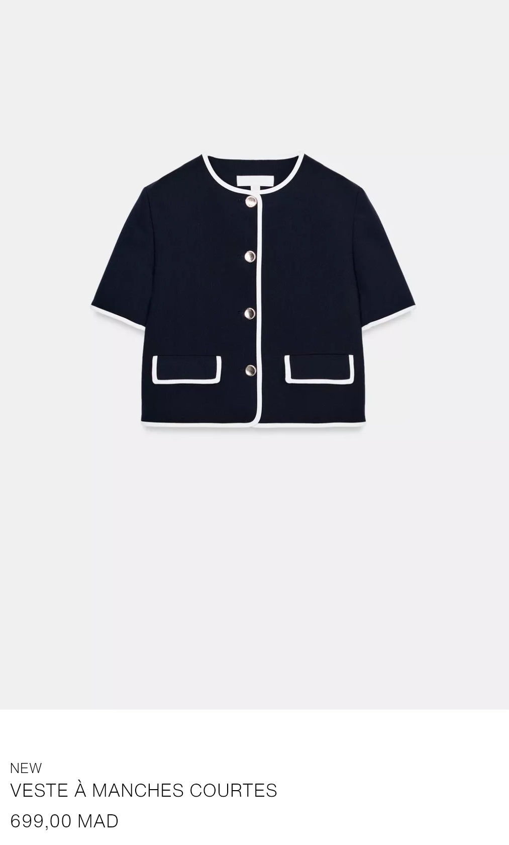 VESTE À MANCHES COURTES