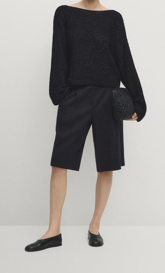 BERMUDA 100% LIN BLEU MARINE