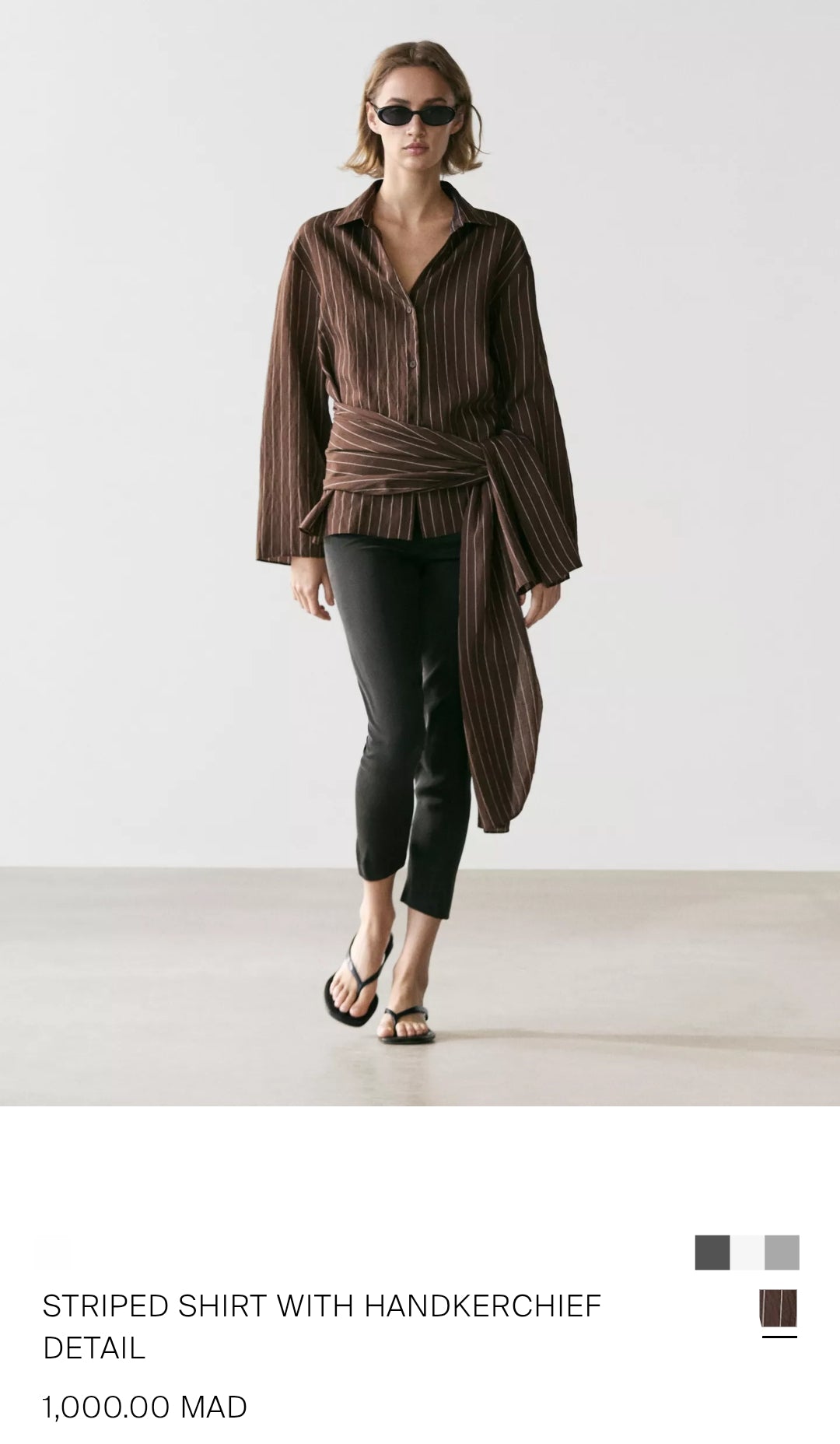 STRIPED SHIRT WITH HANDKERCHIEF DETAIL