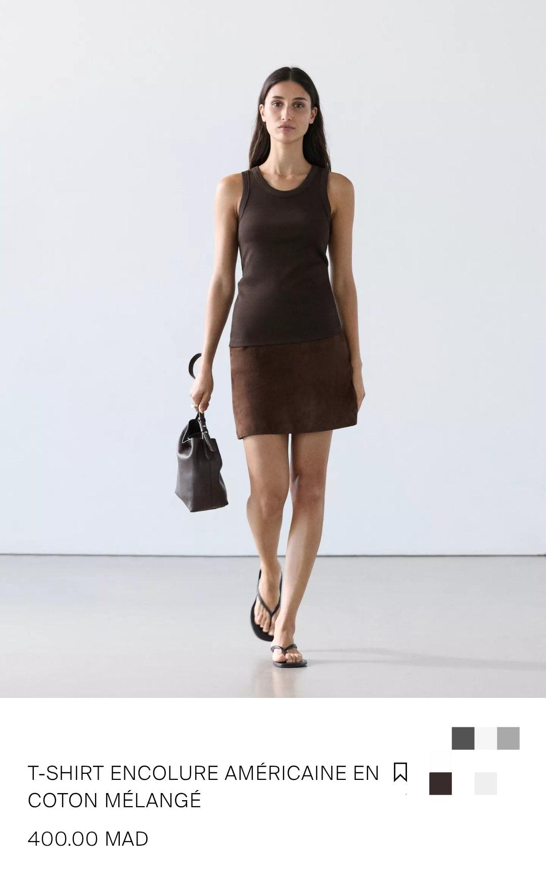 T-SHIRT ENCOLURE AMÉRICAINE EN COTON MÉLANGÉ