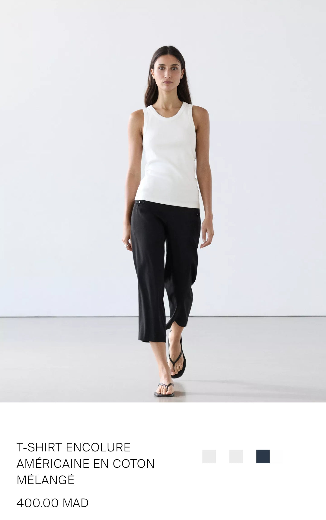 T-SHIRT ENCOLURE AMÉRICAINE EN COTON MÉLANGÉ