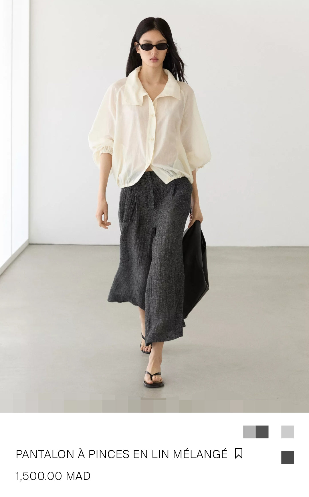 PANTALON À PINCES EN LIN MÉLANGÉ
