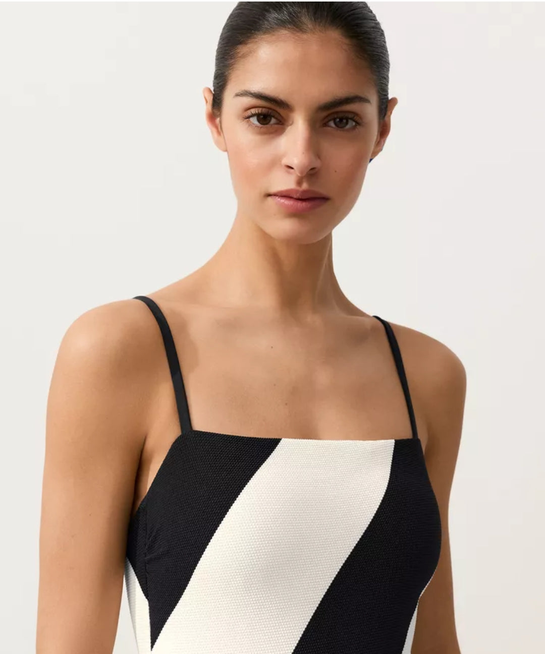 MAILLOT DE BAIN BANDEAU À RAYURES DIAGONALE