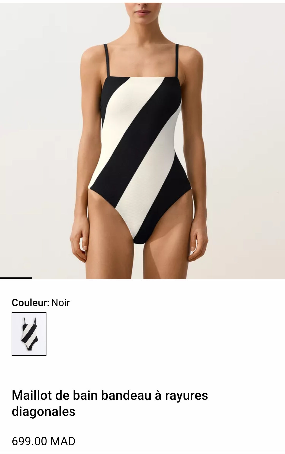 MAILLOT DE BAIN BANDEAU À RAYURES DIAGONALE