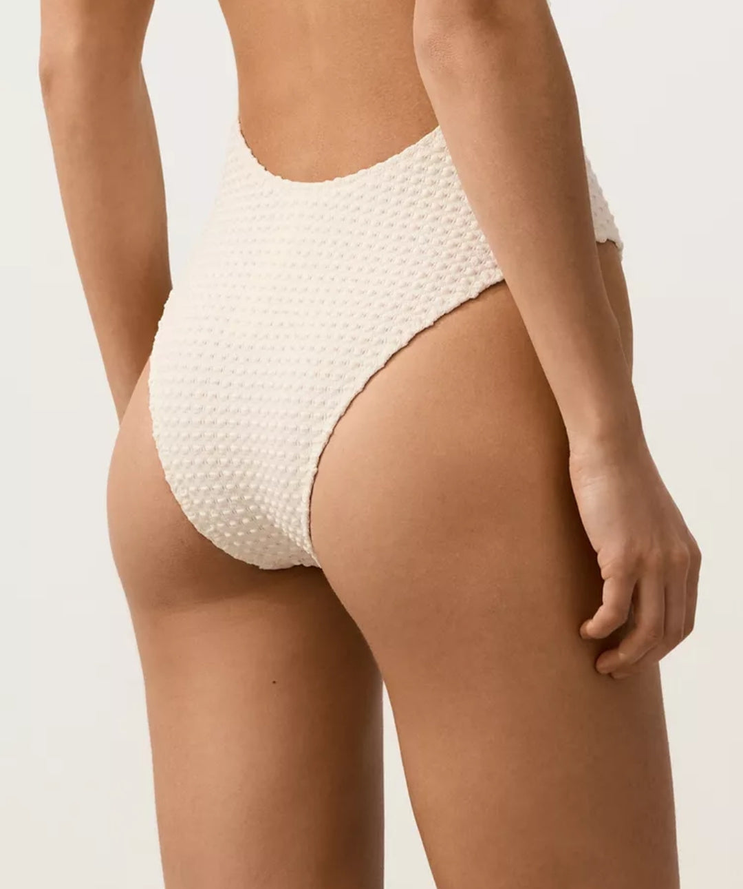 BUBBLE-TEXTURE CROCHET HALTER SWIMSUIT