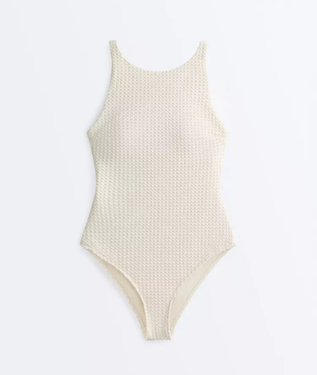 BUBBLE-TEXTURE CROCHET HALTER SWIMSUIT