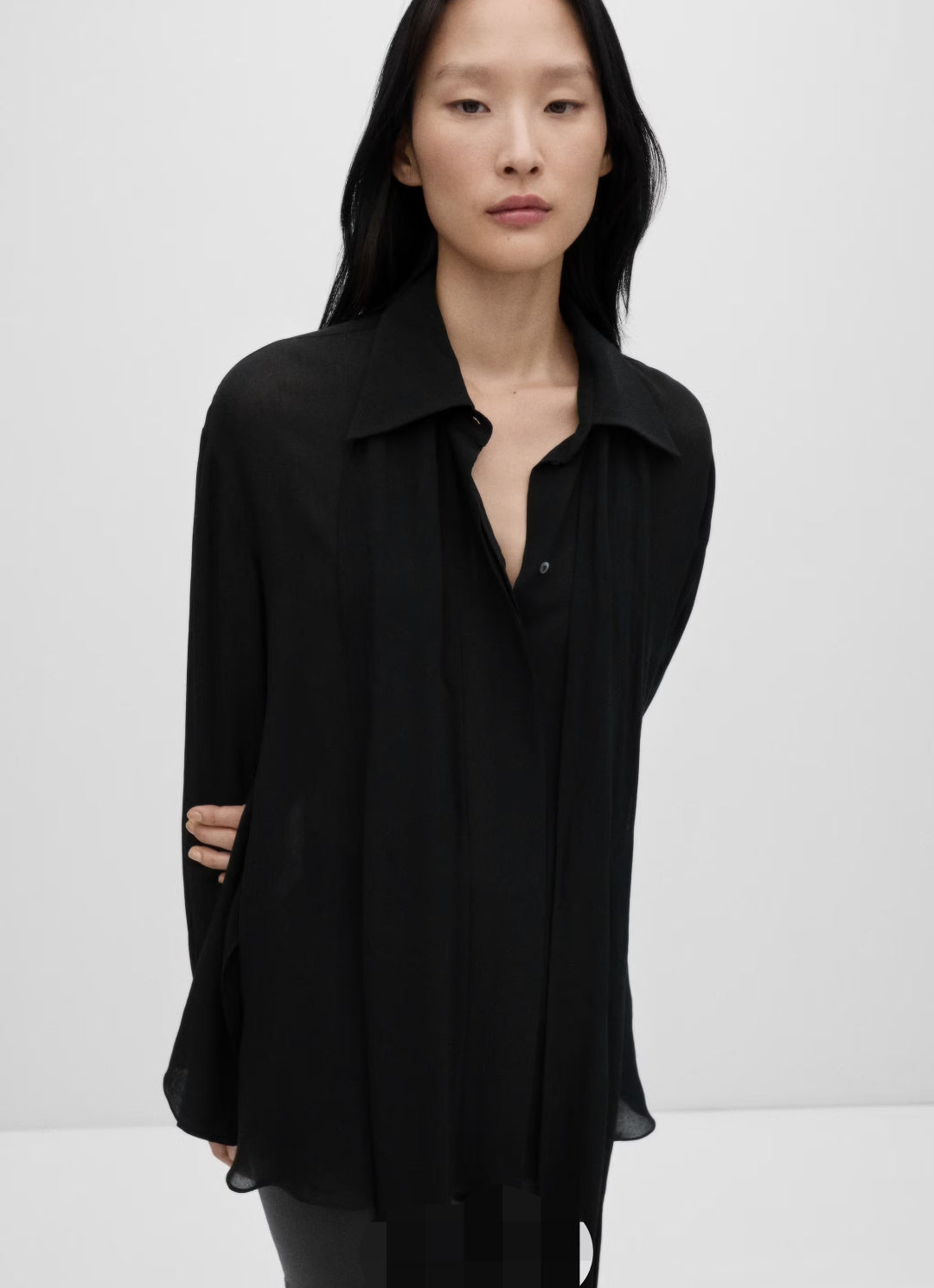 SEMI-TRANSPARENT LACE SHIRT