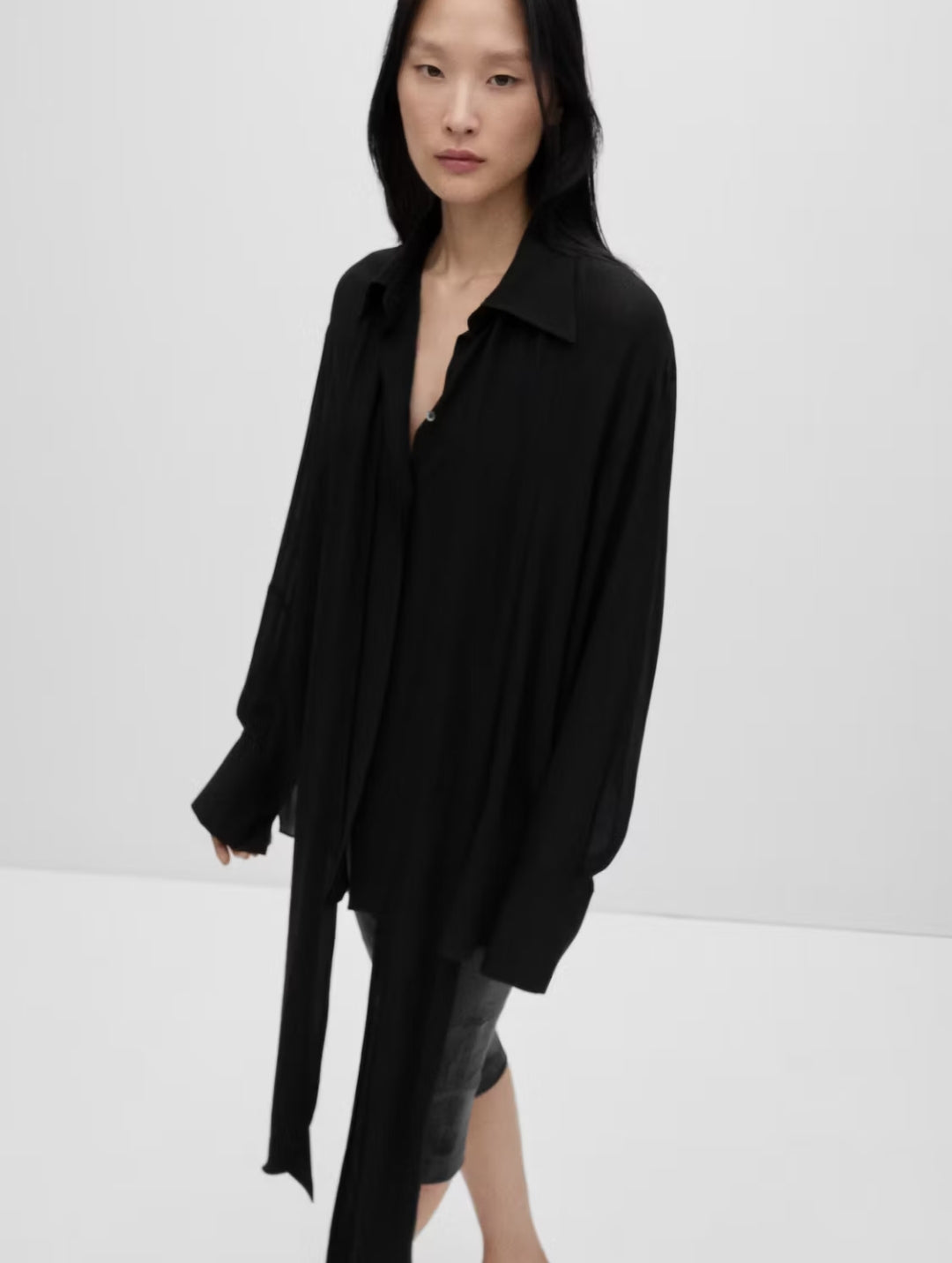 SEMI-TRANSPARENT LACE SHIRT