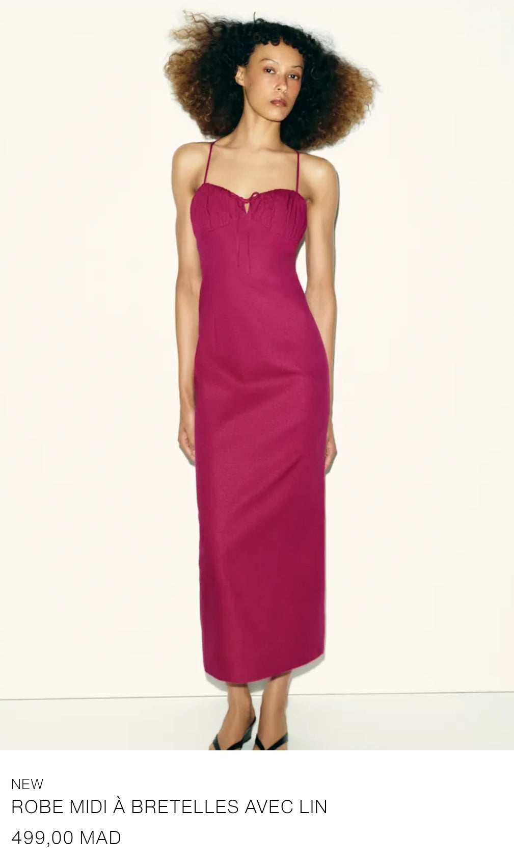 ROBE MIDI À BRETELLES AVEC LIN