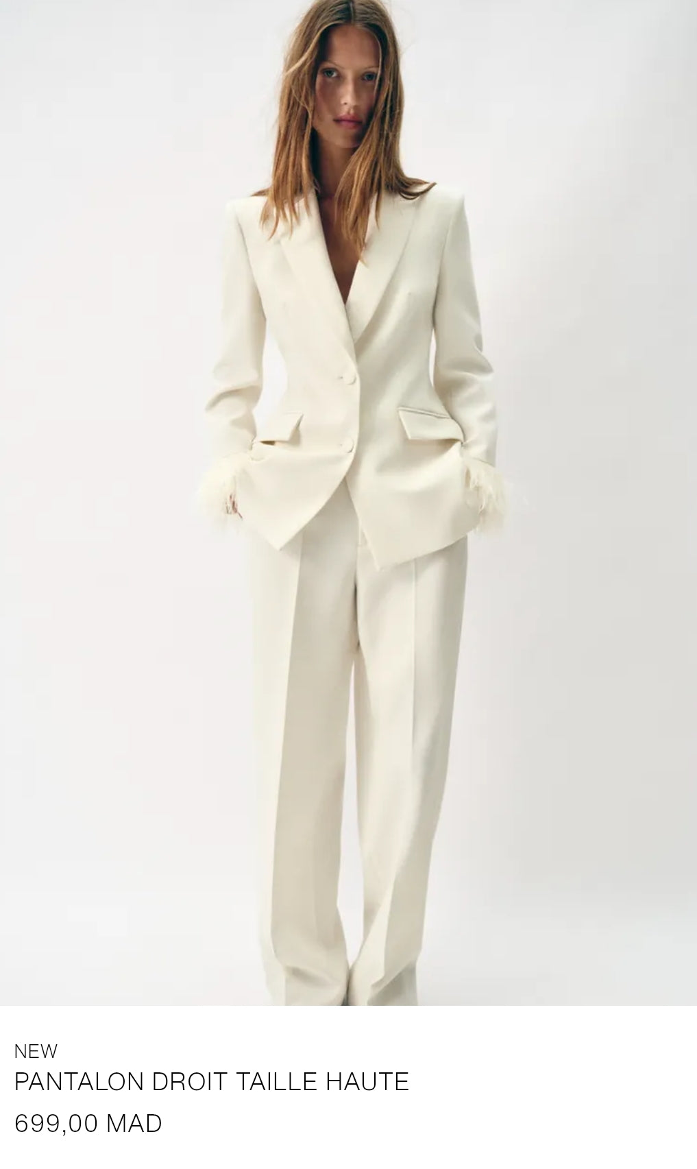 ENSEMBLE BLAZER ÉPAULETTES ET PLUMES | PANTALON DROIT TAILLE HAUTE