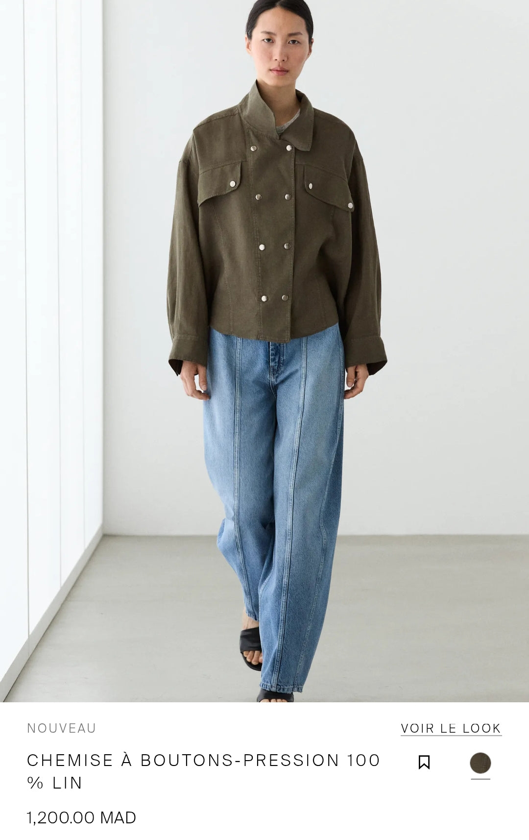 CHEMISE À BOUTONS-PRESSION 100 % LIN