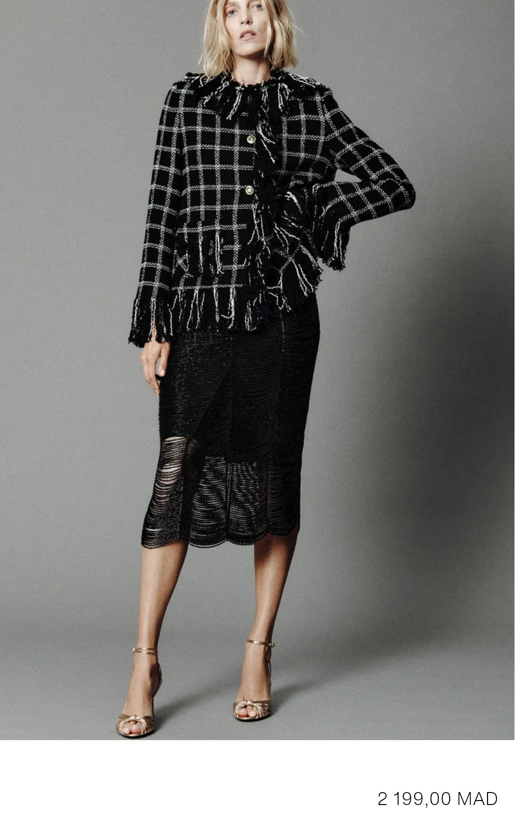 VESTE À CARREAUX FRANGES ZW COLLECTION