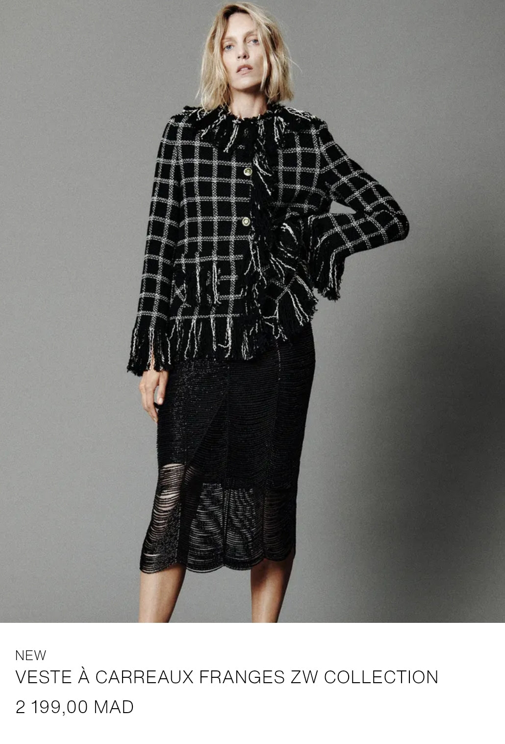 VESTE À CARREAUX FRANGES ZW COLLECTION
