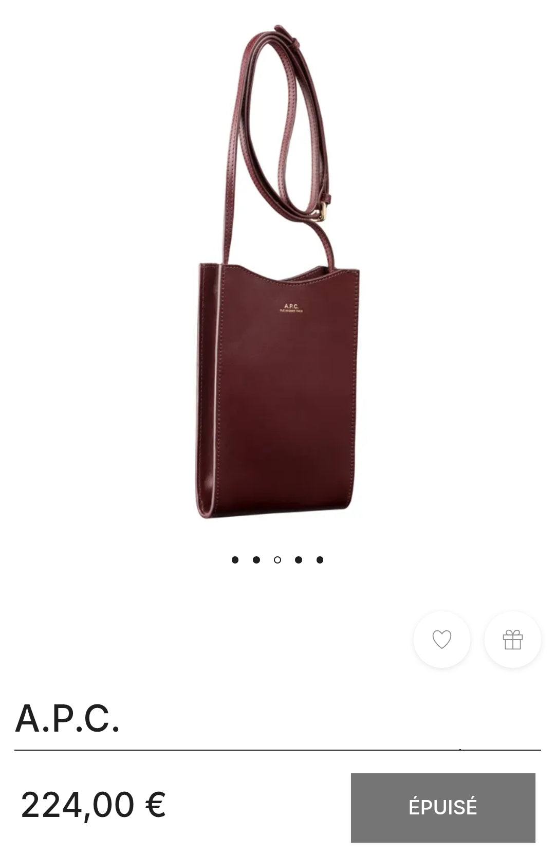A.P.C. POCHETTE TOUR DE COU EN CUIR LISSE JAMIE