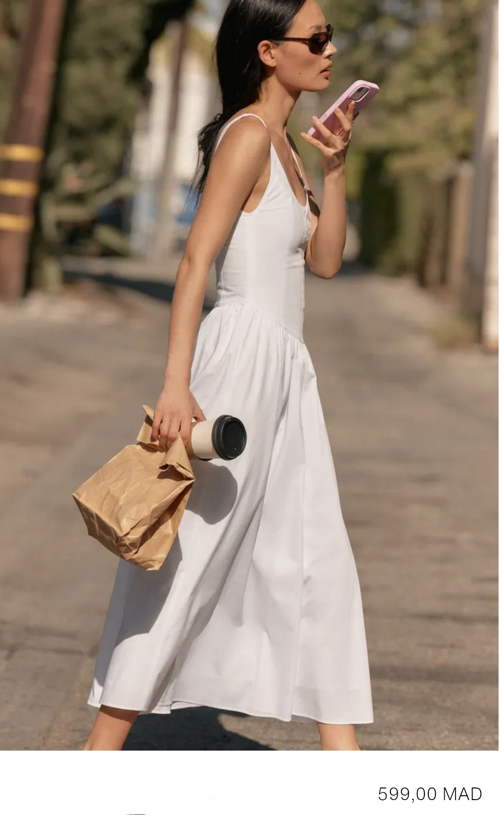 ROBE MI-LONGUE EN POPELINE FAÇON CORSET